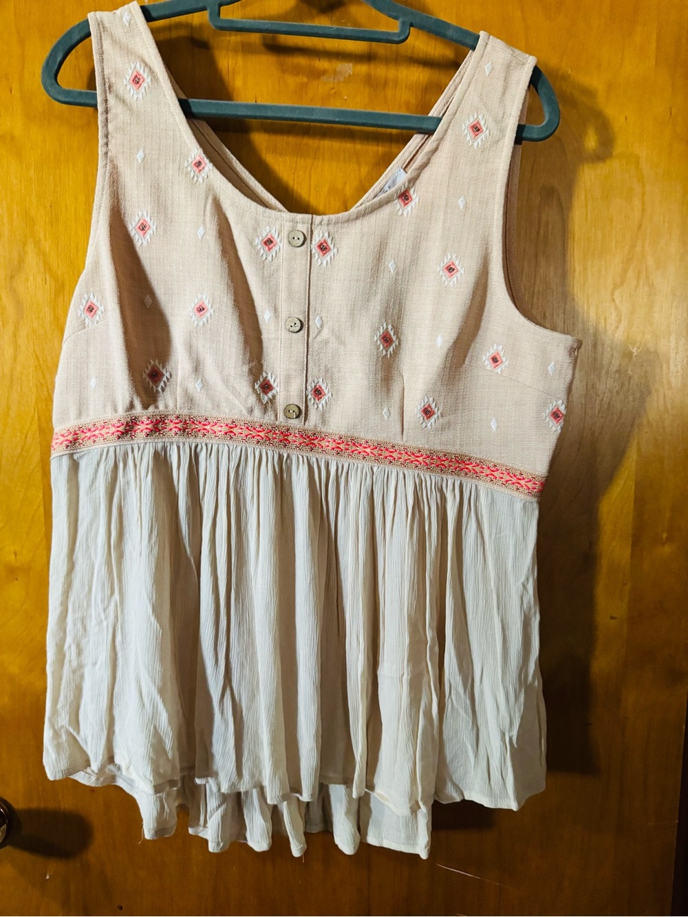 Miss Me Blush Pink Embroidered Sleeveless Peplum Tank